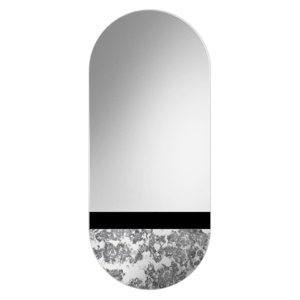 Lustro Fusion Corrosi - owalne dekoracyjne, z postarzanym elementem i czarnym paskiem  - GieraDesign