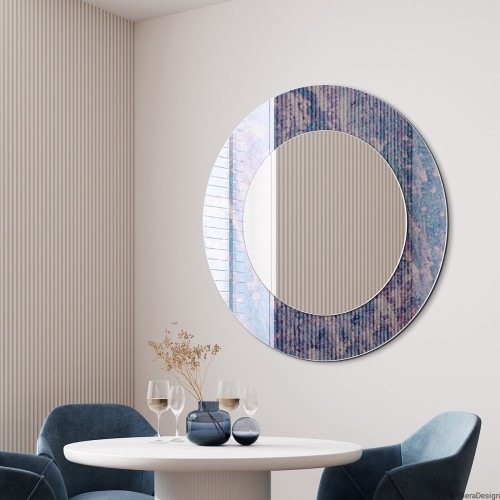 Lustro w postarzanej ramie Modern Line Antique - okrągłe lustro z ramą z lustra postarzanego - GieraDesign