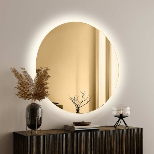 Lustro okrągłe złote podświetlane LED. GieraDesign