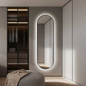 Lustro Ambient Slim – czarne, podświetlane do korytarza