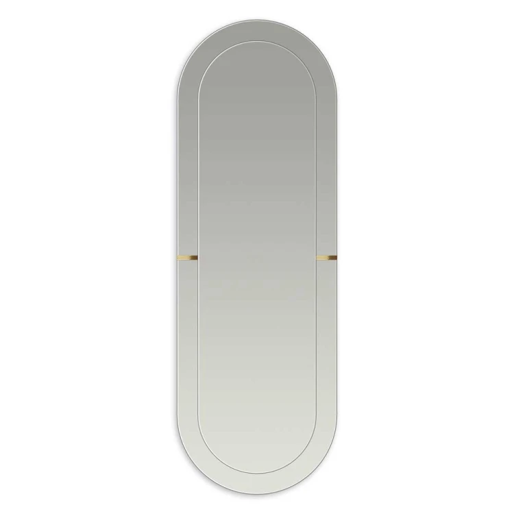 Owalne eleganckie lustro Sublime z mosiężną wstawką od GieraDesign.