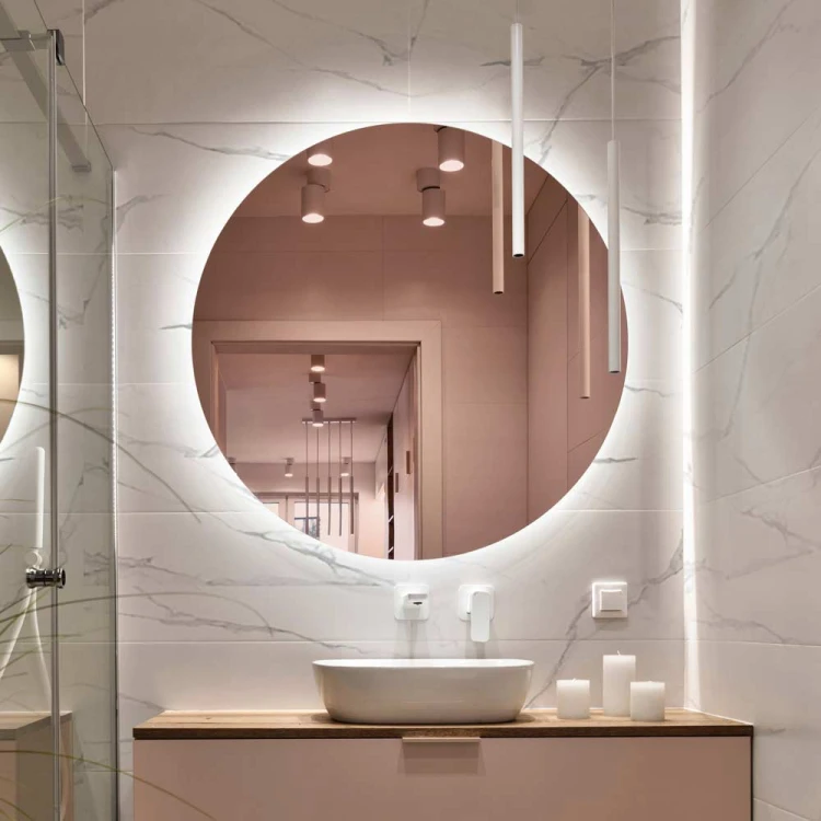 Lustro okrągłe miedziane podświetlane LED, GieraDesign