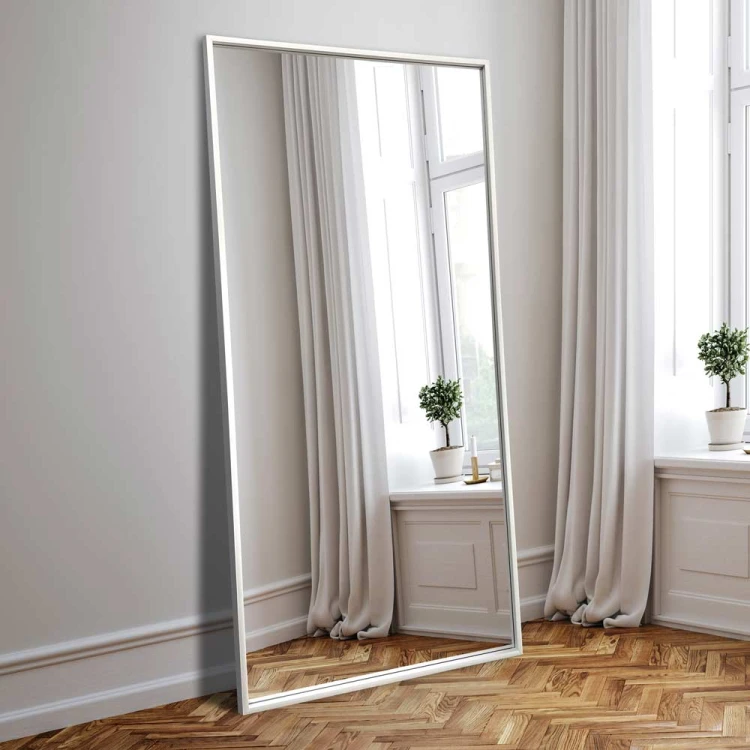Lustro Verte w białej ramie podłużne, prostokątne , GieraDesign.