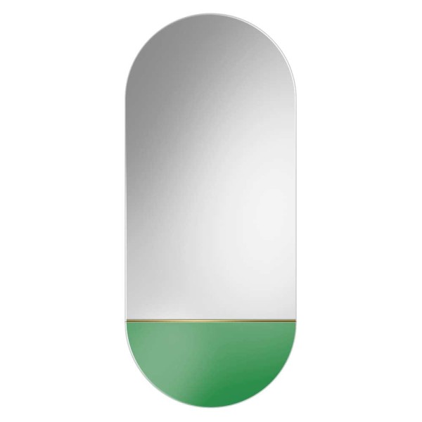 Lustro Novi zielone – owalne z kolorową wstawką. GieraDesign
