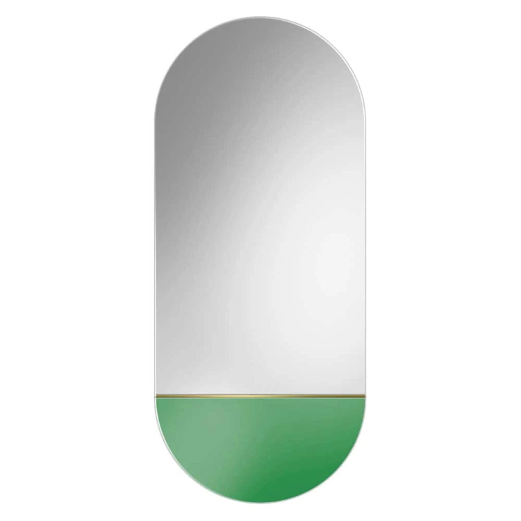 Lustro Novi zielone – owalne z kolorową wstawką. GieraDesign