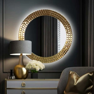 Lustro Aurora Gold — w złotej oprawie led