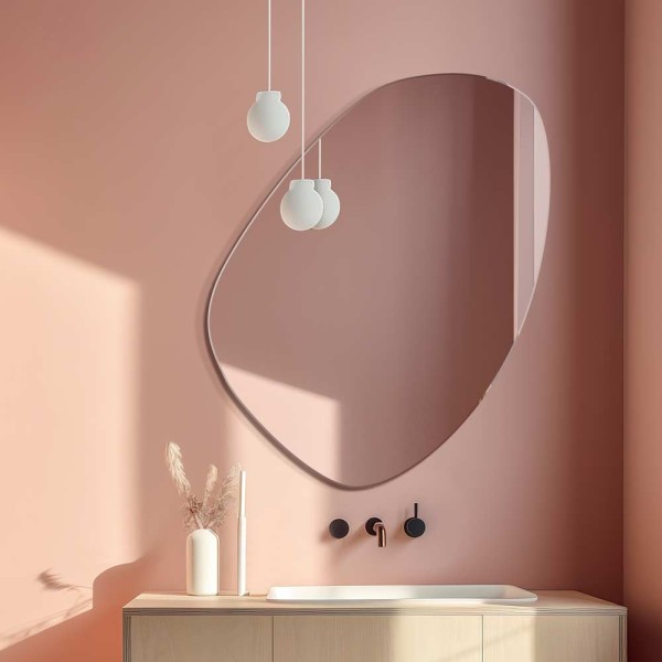 Nieregularne lustro Jajo w łazience, GieraDesign.
