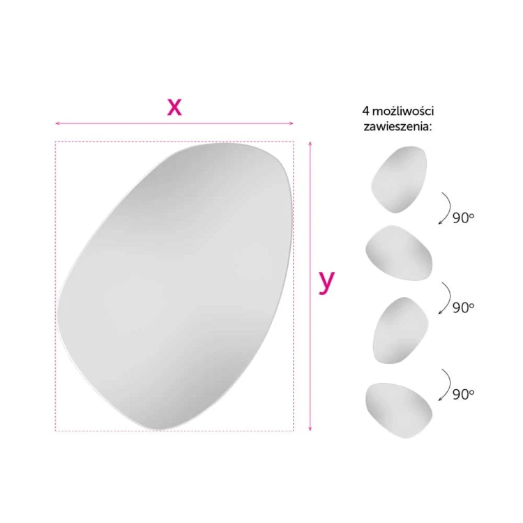 Wymiary lustra Eggi podświetlane, GieraDesign.