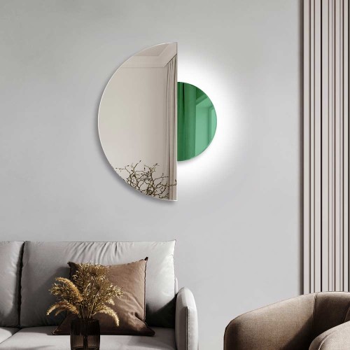 Lustro dekoracyjne Luna zielone podświetlane do salonu. GieraDesign