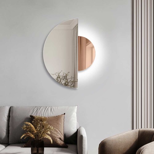 Dekoracyjne lustro podświetlane Luna z miedzianą taflą. GieraDesign