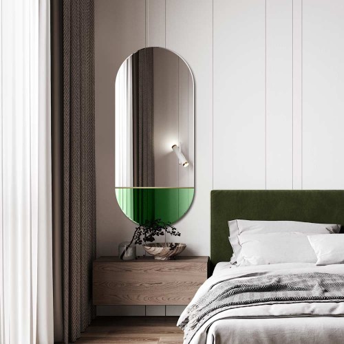 Lustro Novi zielone – owalne z kolorową wstawką. GieraDesign