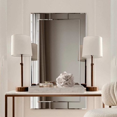 Grafitowe lustro Adena z fazowana ramą, elegancka dekoracja salonu. GieraDesign