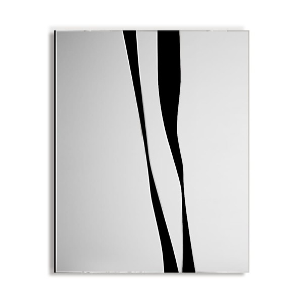 Lustro Smuga z nieregularnie podzielonej tafli lustra, naklejonej na czarną płytę. GieraDesign