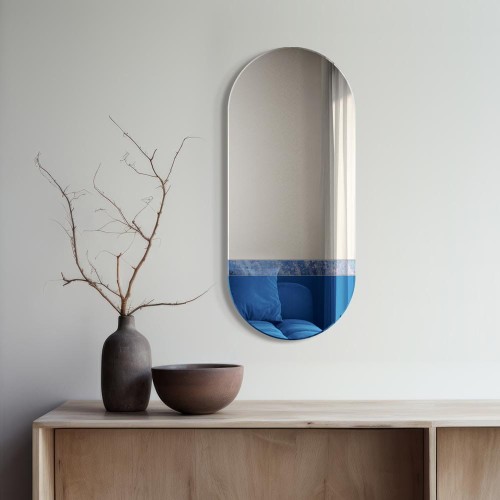 Lustro Fusion niebieskie – owalne dekoracyjne. GieraDesign