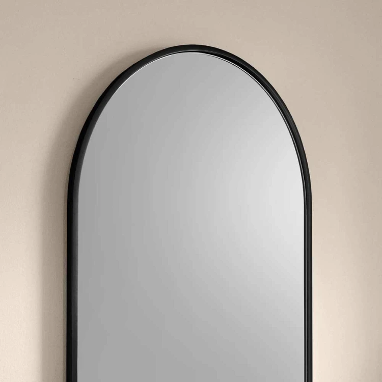 Lustro owalne Ambient Slim do korytarza czarne zbliżenie detale GieraDesign