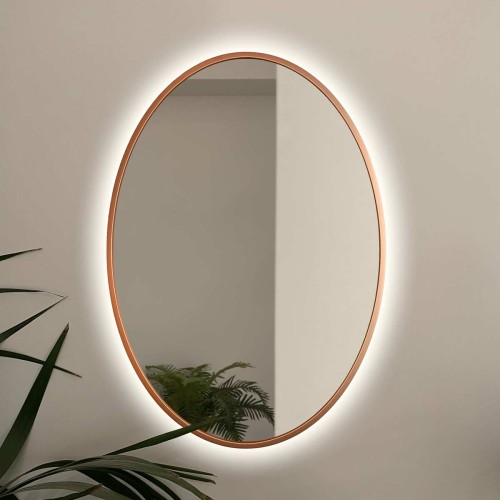 Lustro owalne miedziane podświetlane Scandi Slim od GieraDesign
