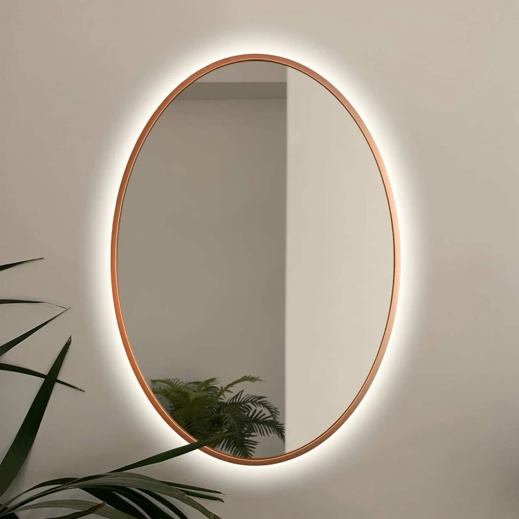 Lustro owalne miedziane podświetlane Scandi Slim od GieraDesign