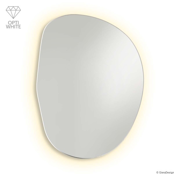 Plama no.2  - lustro LED nieregularny kształt, na białym tle. GieraDesign