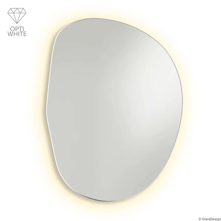 Plama no.2  - lustro LED nieregularny kształt, na białym tle. GieraDesign