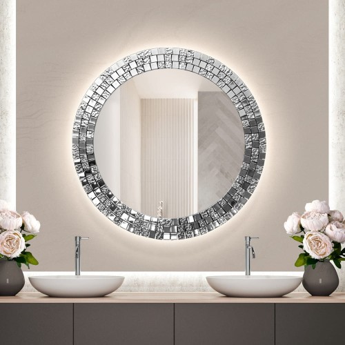 Lustro Aurea srebrne podświetlane. GieraDesign