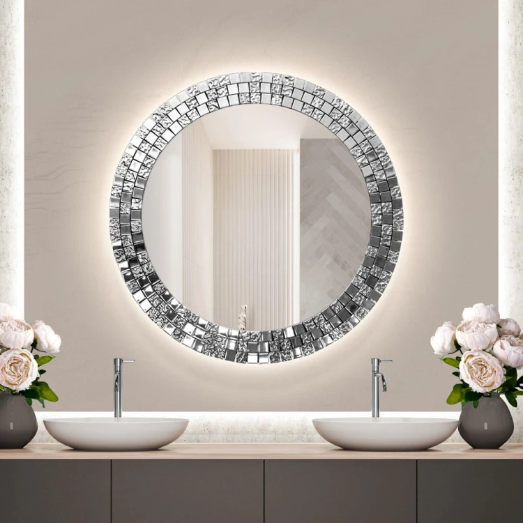 Lustro Aurea srebrne podświetlane. GieraDesign