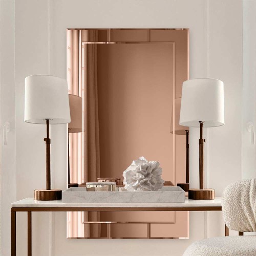 Eleganckie lustro Adena  miedziane, z dekoracyjna fazowana ramą. GieraDesign