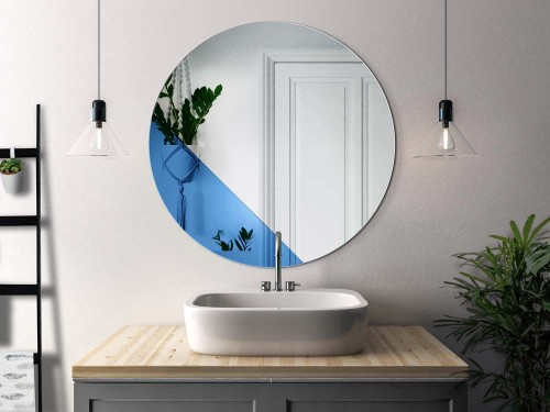 Okrągłe lustro Sunset z niebieską wstawką. GieraDesign