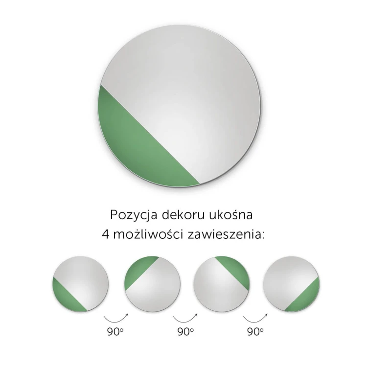 Lustro Sunset zielone - opcje zawieszenia wersji z dekorem pod skosem