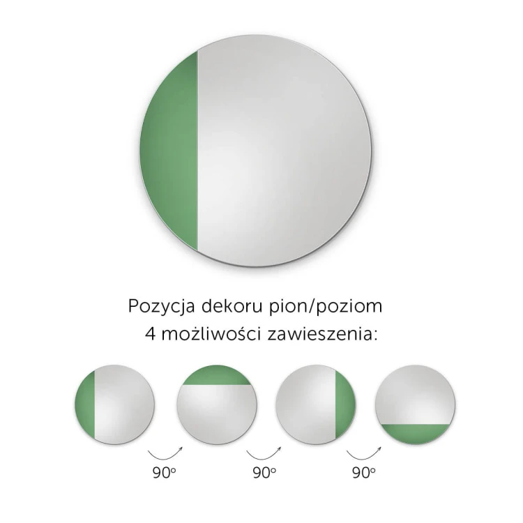 Lustro Sunset zielone - opcje zawieszenia wersji z dekorem w pionie lub poziomie