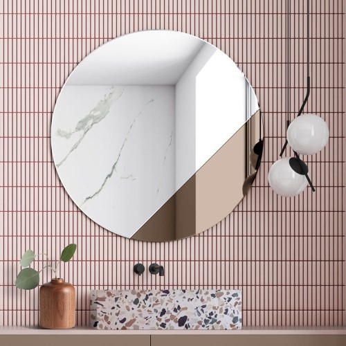 Lustro Sunset – okrągłe z brązową wstawką. GieraDesign
