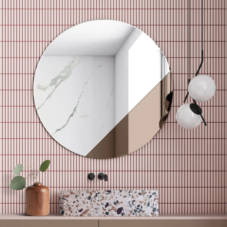 Lustro Sunset – okrągłe z brązową wstawką. GieraDesign