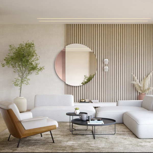 Dekoracyjne lustro okrągłe Eclipse z mosiężną wstawką piękna dekoracja nowoczesnych wnętrz.