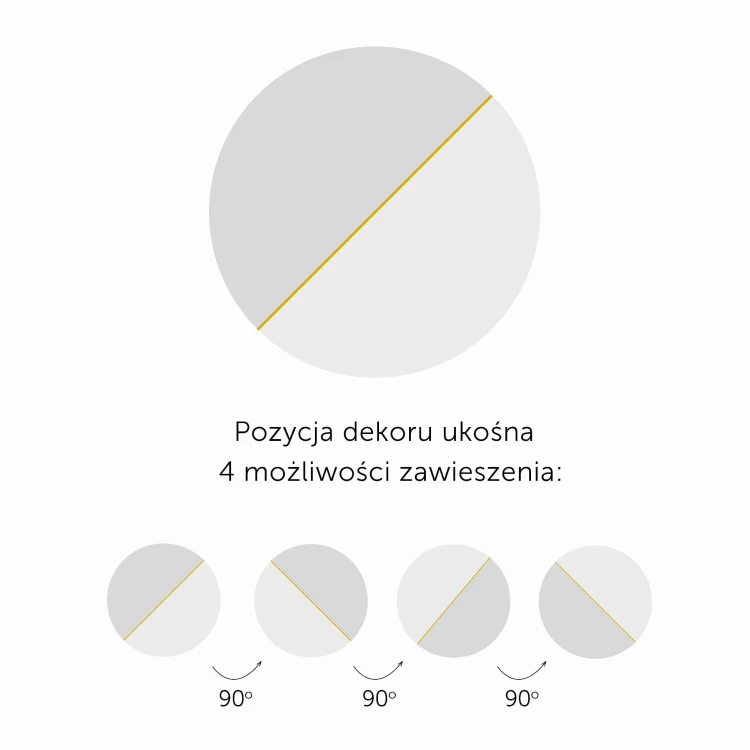 Pozycje wieszania lustra Demi ukośnie.
