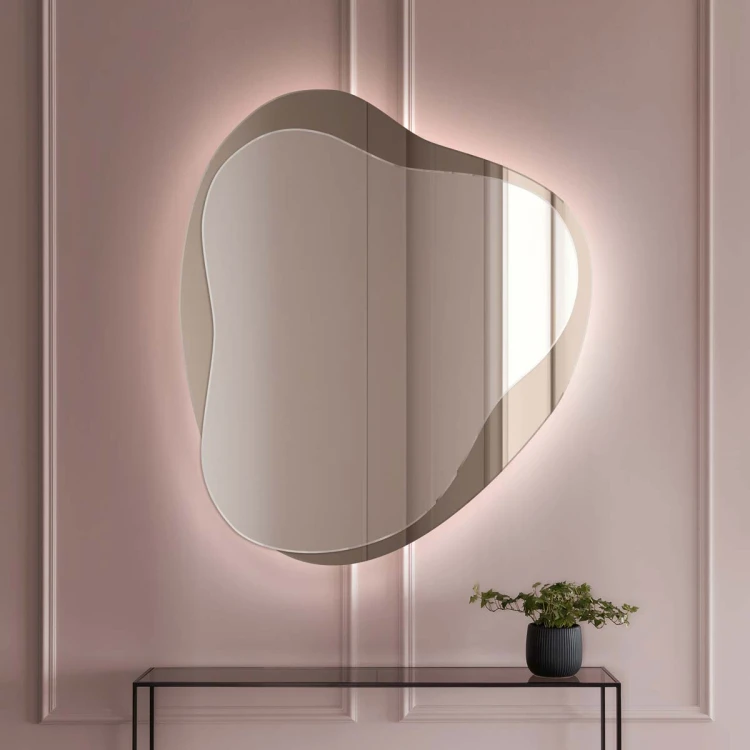 Lustro Amo podświetlane brązowe asymetryczne. GieraDesign
