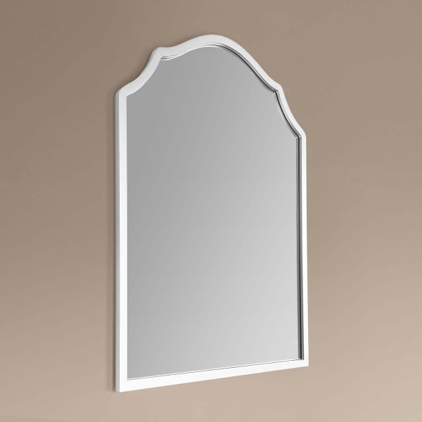 Lustro retro Grand Porto - białe z ozdobną falą. GieraDesign