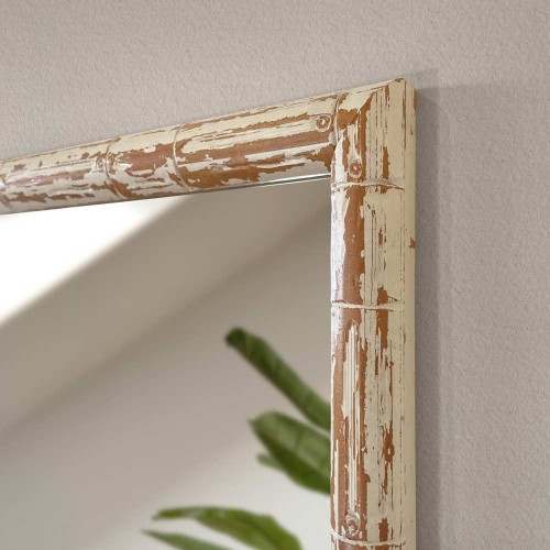 Biała rama boho z drewna lustra Bambus, GieraDesign.