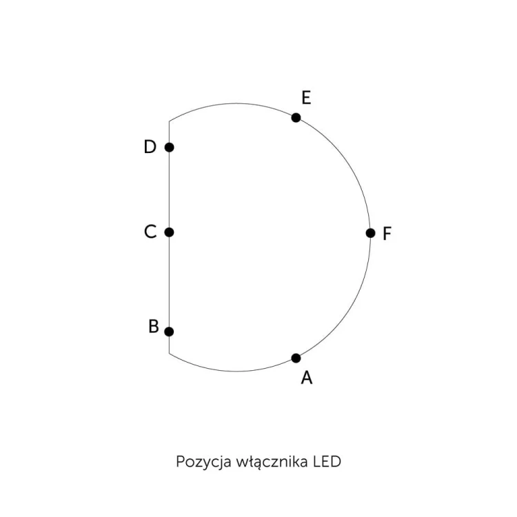 Sposób montażu włącznika bezdotykowego w podświetlanym  lustrze  DiTagli - ścięte koło, GieraDesign