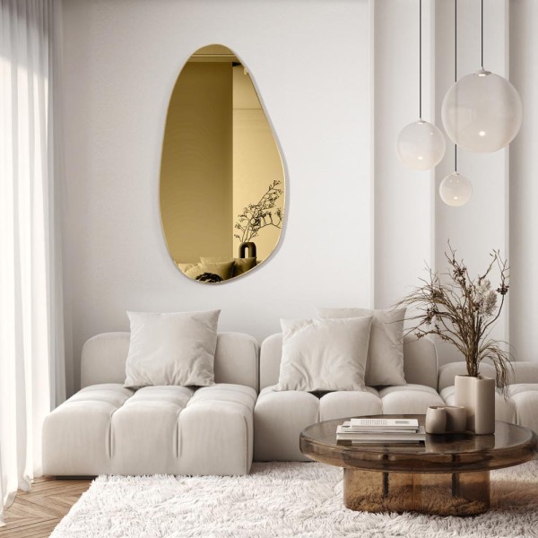 Lustro organiczne złote Plama no.1 złote asymetryczne. GieraDesign