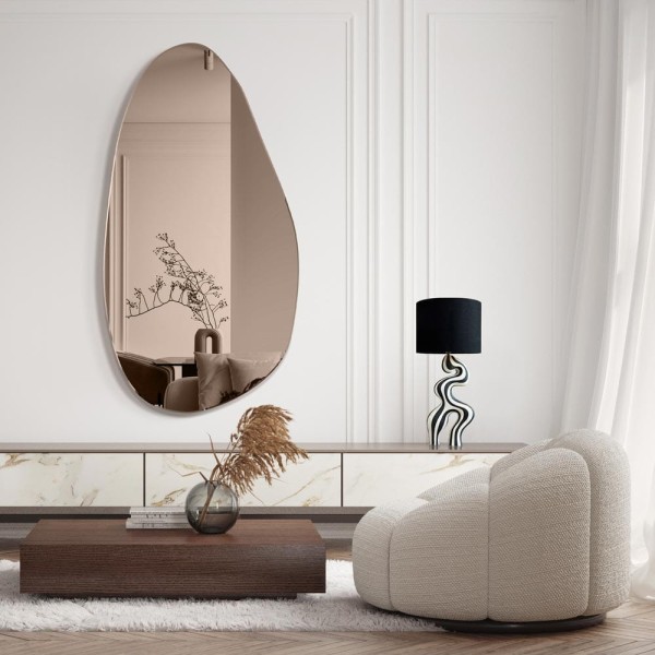 Lustro Plama no.1 brązowe o nieregularnym kształcie. GieraDesign