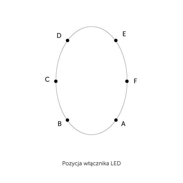 Pozycje włącznika LED w lustrze Scandi slim owalne LED czarne, GieraDesign.