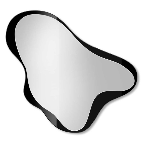Lustro Obses dekoracyjne w nieregularnej, lustrzanej ramie w czarnym kolorze, GieraDesign.