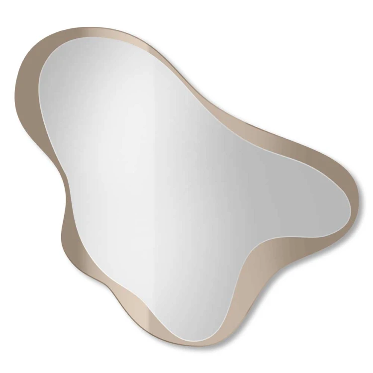 Lustro Obses dekoracyjne w nieregularnej, lustrzanej ramie w brązowym kolorze, GieraDesign.