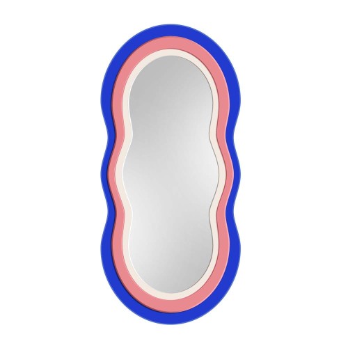 Lustro Pulso Blue w falowanej kolorowej ramie, GieraDesign.