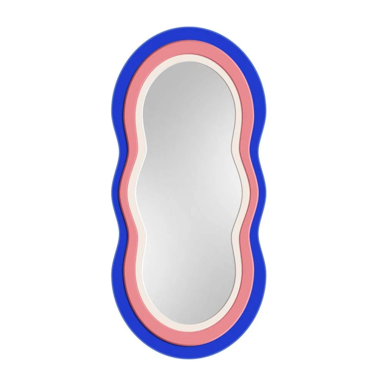 Lustro Pulso Blue w falowanej kolorowej ramie, GieraDesign.
