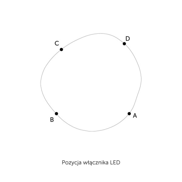Pozycje włącznika w lustrze Lapis z LED, GieraDesign.