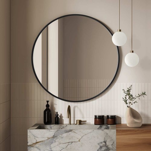 OUT080 Okrągłe lustro Scandi slim w czarnej ramie. GieraDesign