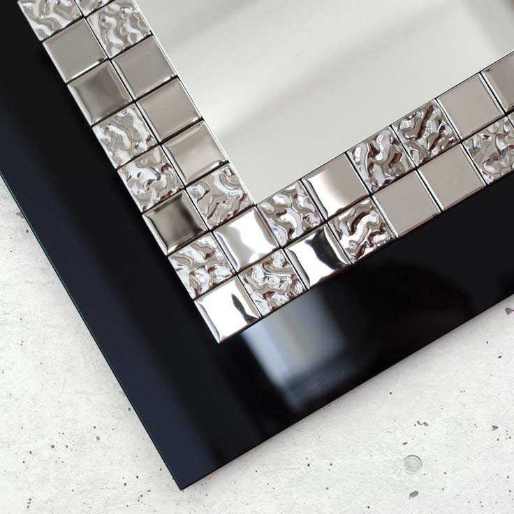 Lustro Glamour SQ z dekoracyjną, srebrną mozaiką, GieraDesign.