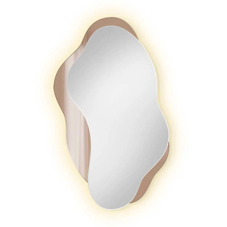 Lustro Libido LED brązowe dekoracyjne na białym tle, GieraDesign.