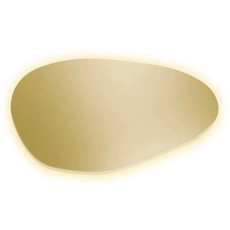 Lustro Plama no.1 LED złote organiczne na białym tle, GieraDesign.