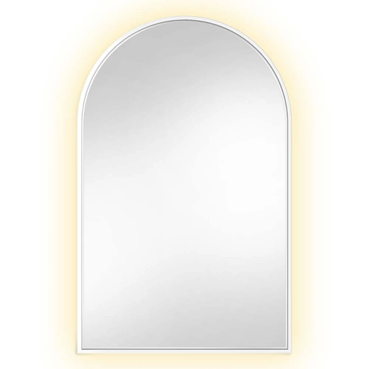 Lustro Portal białe półowalne LED na białym tle, GieraDesign.